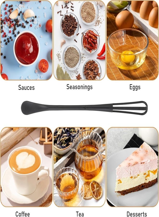 SIYANSHU مجموعة SIYANSHU متعددة الوظائف من 3 قطع: مضرب صغير، ملعقة صغيرة، مضارب صغيرة للطبخ، مضرب صغير جداً، مضرب صغير، للمزج، الخفق، خلط المكونات، تحضير الصلصات (3 قطع، أسود) - Image 4